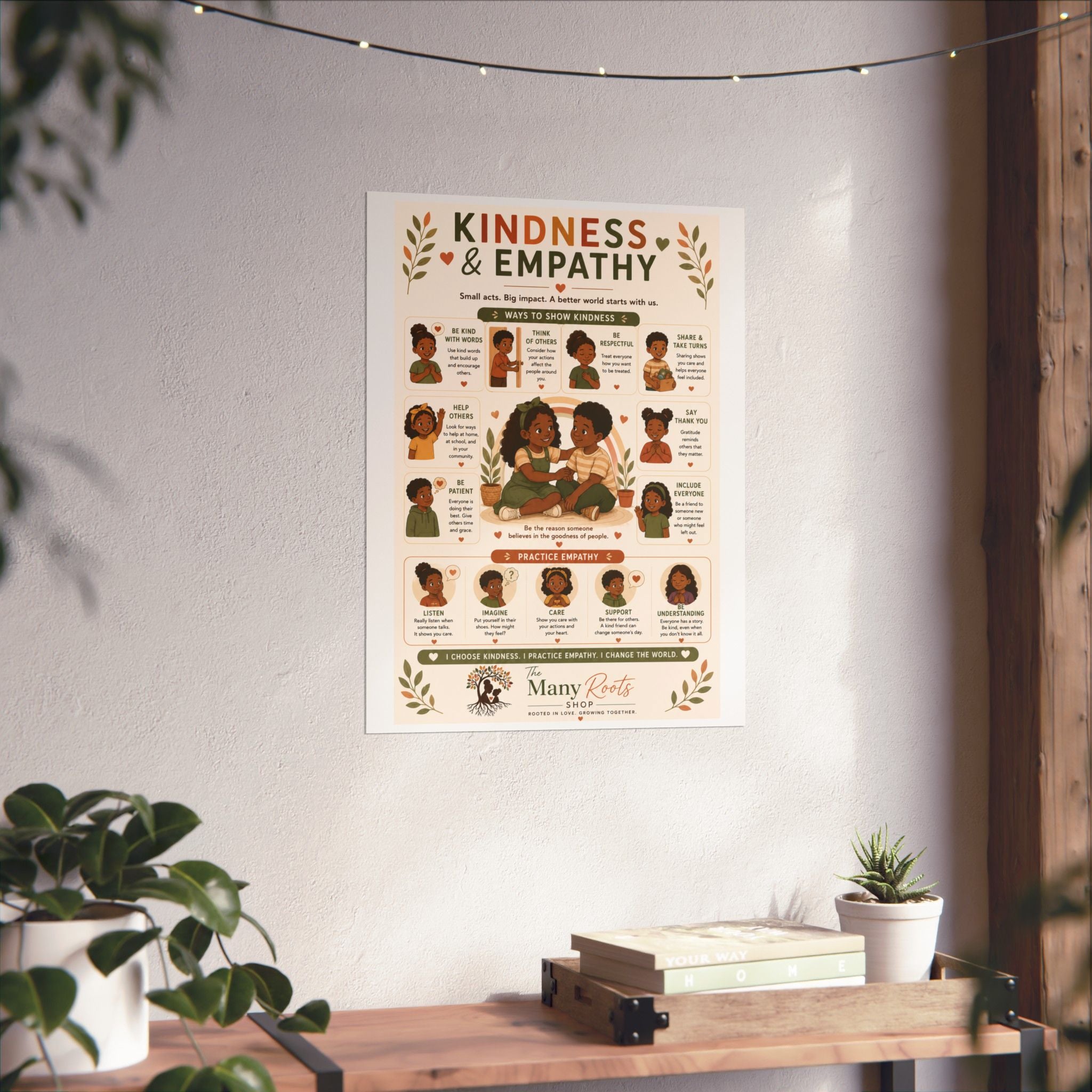 Kindness & Empathy Educational Poster | Social Emotional Learning Wall Art