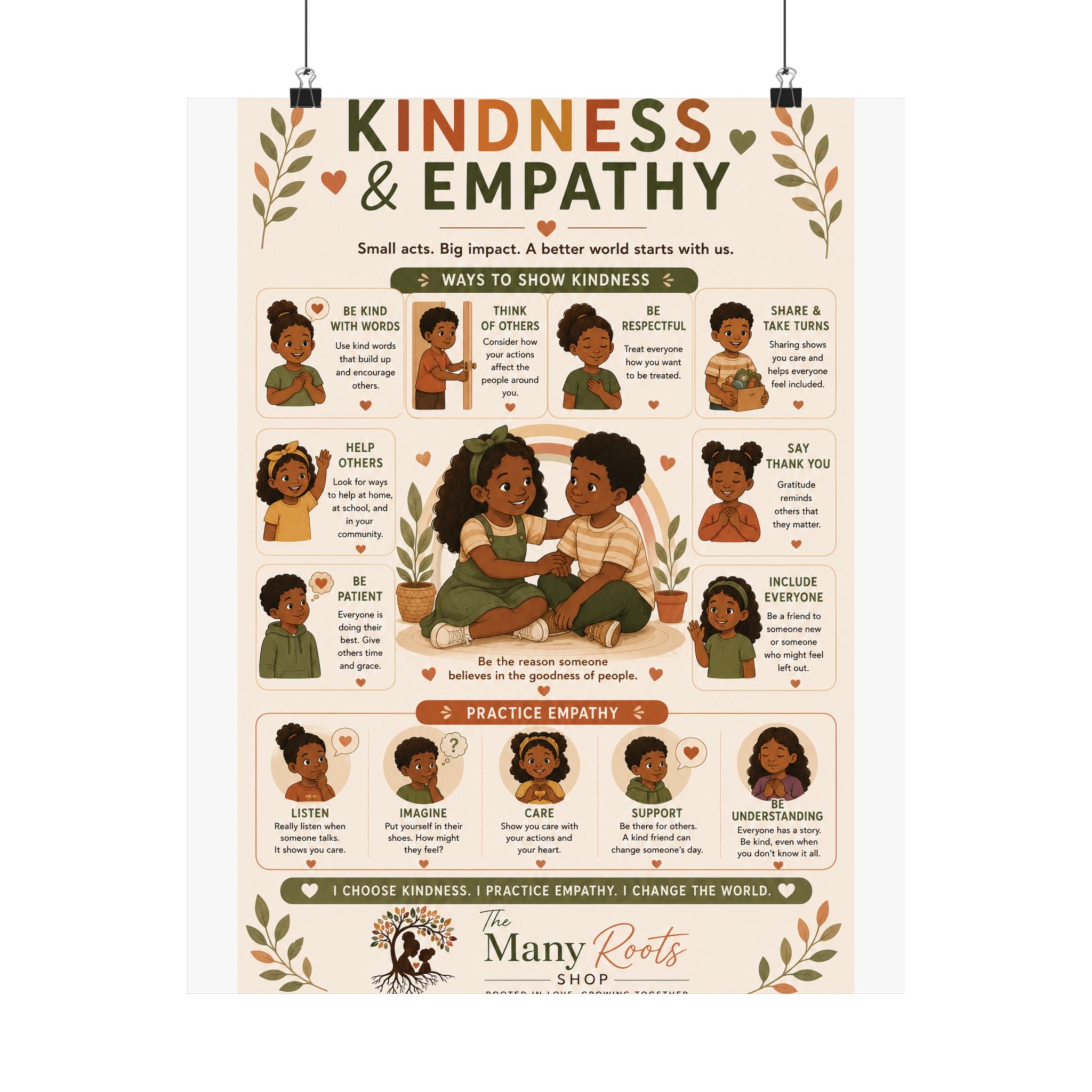 Kindness & Empathy Educational Poster | Social Emotional Learning Wall Art