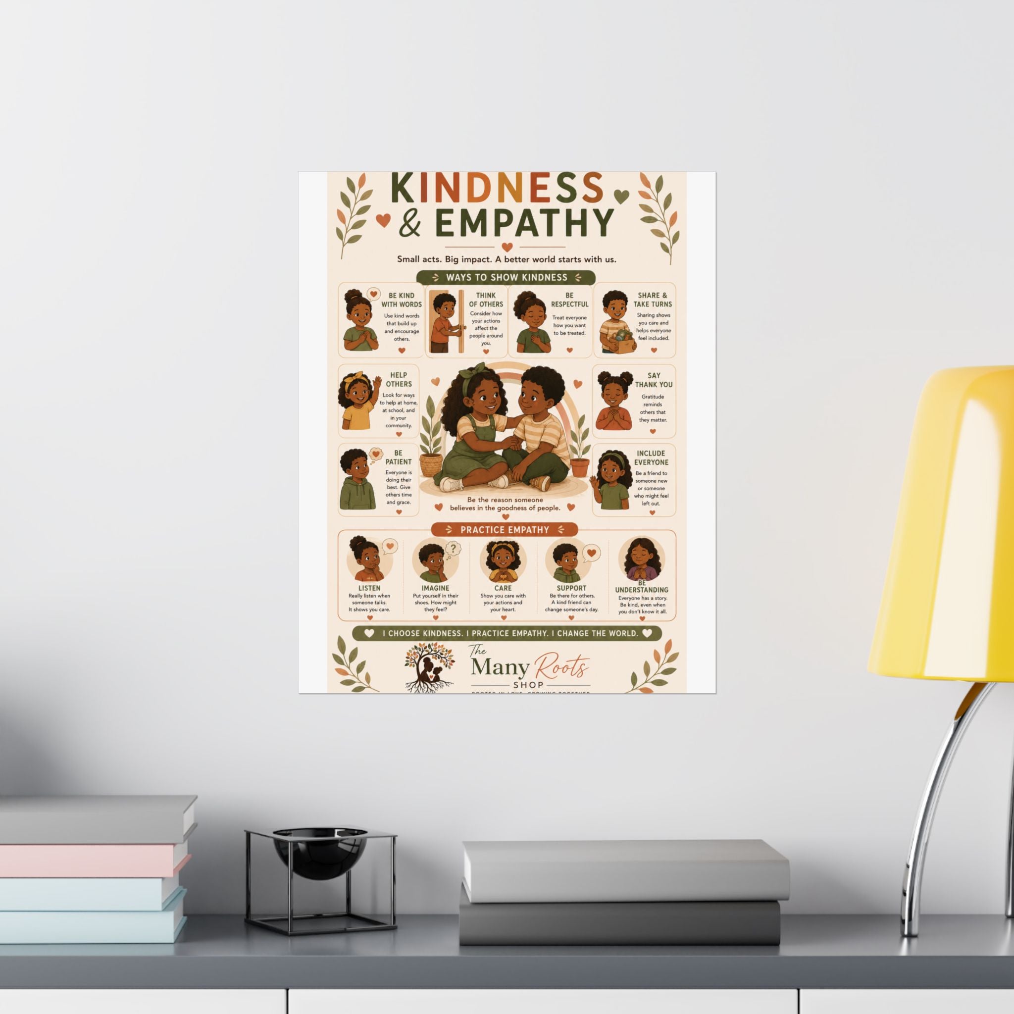 Kindness & Empathy Educational Poster | Social Emotional Learning Wall Art