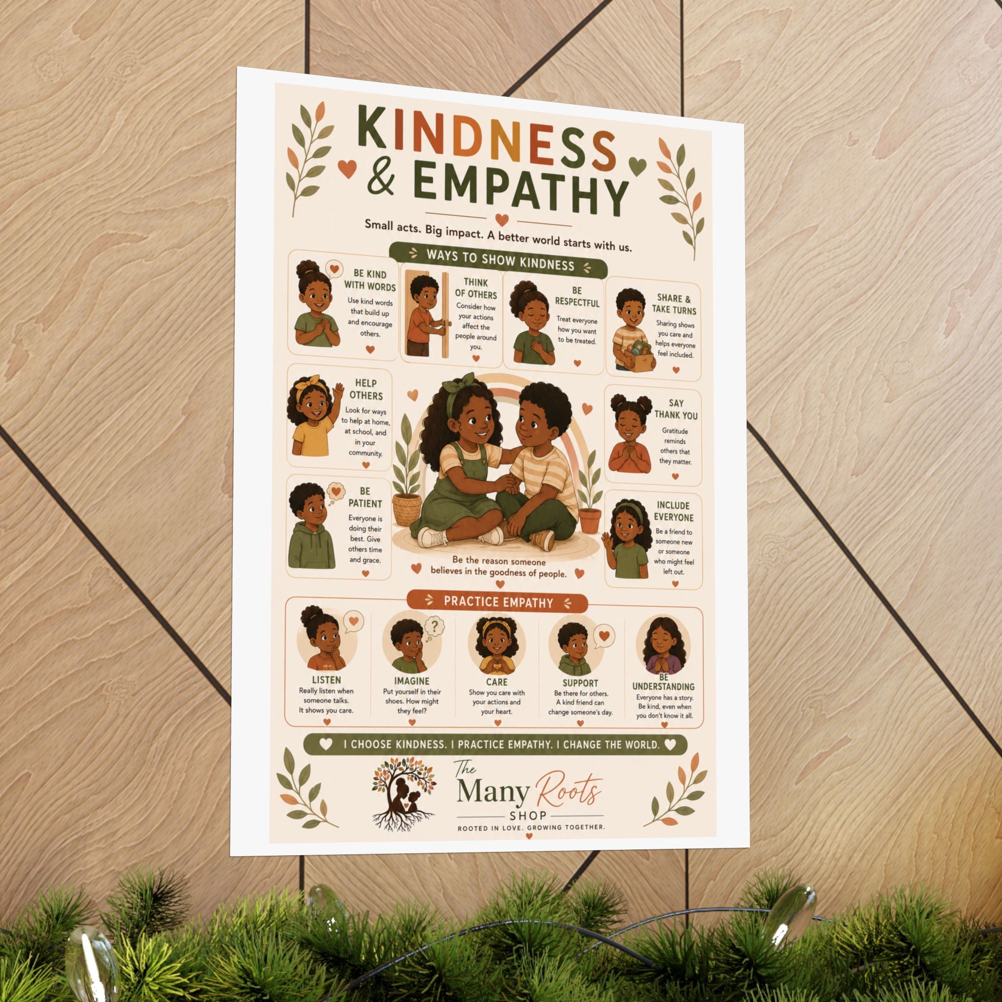 Kindness & Empathy Educational Poster | Social Emotional Learning Wall Art
