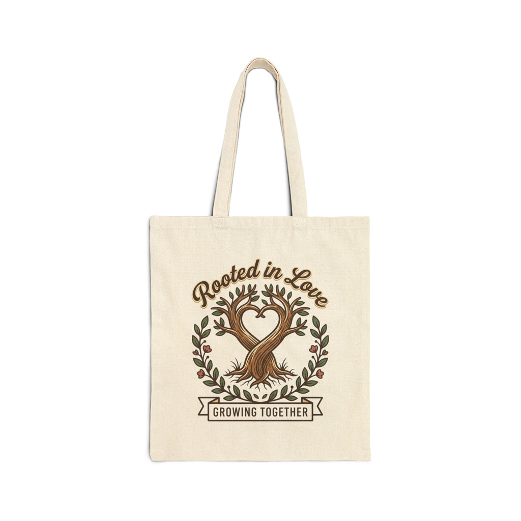 Rooted in Love Canvas Tote Bag | Growing Together Tree Design