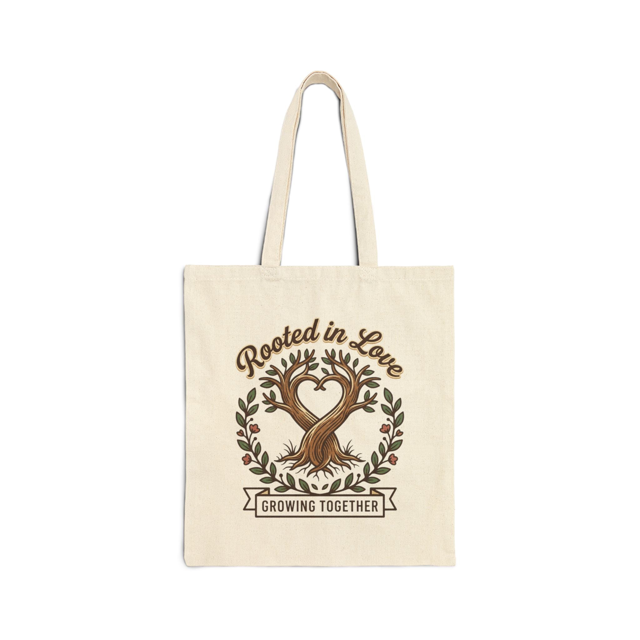 Rooted in Love Canvas Tote Bag | Growing Together Tree Design