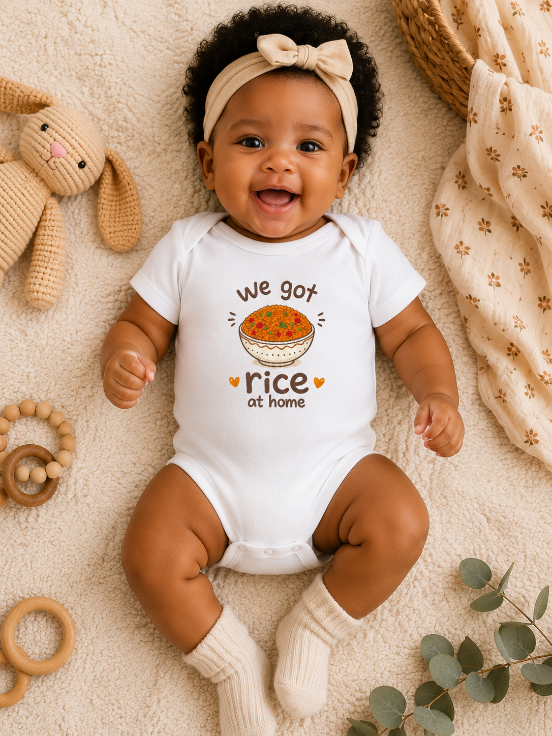 We Got Rice at Home Baby Onesie | Funny Jollof Rice Bodysuit | Ghanaian Baby Gift | African Baby Outfit