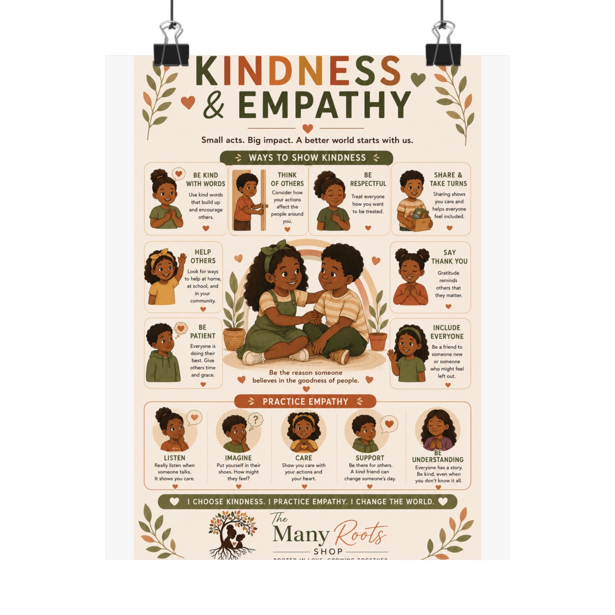 Kindness & Empathy Educational Poster | Social Emotional Learning Wall Art