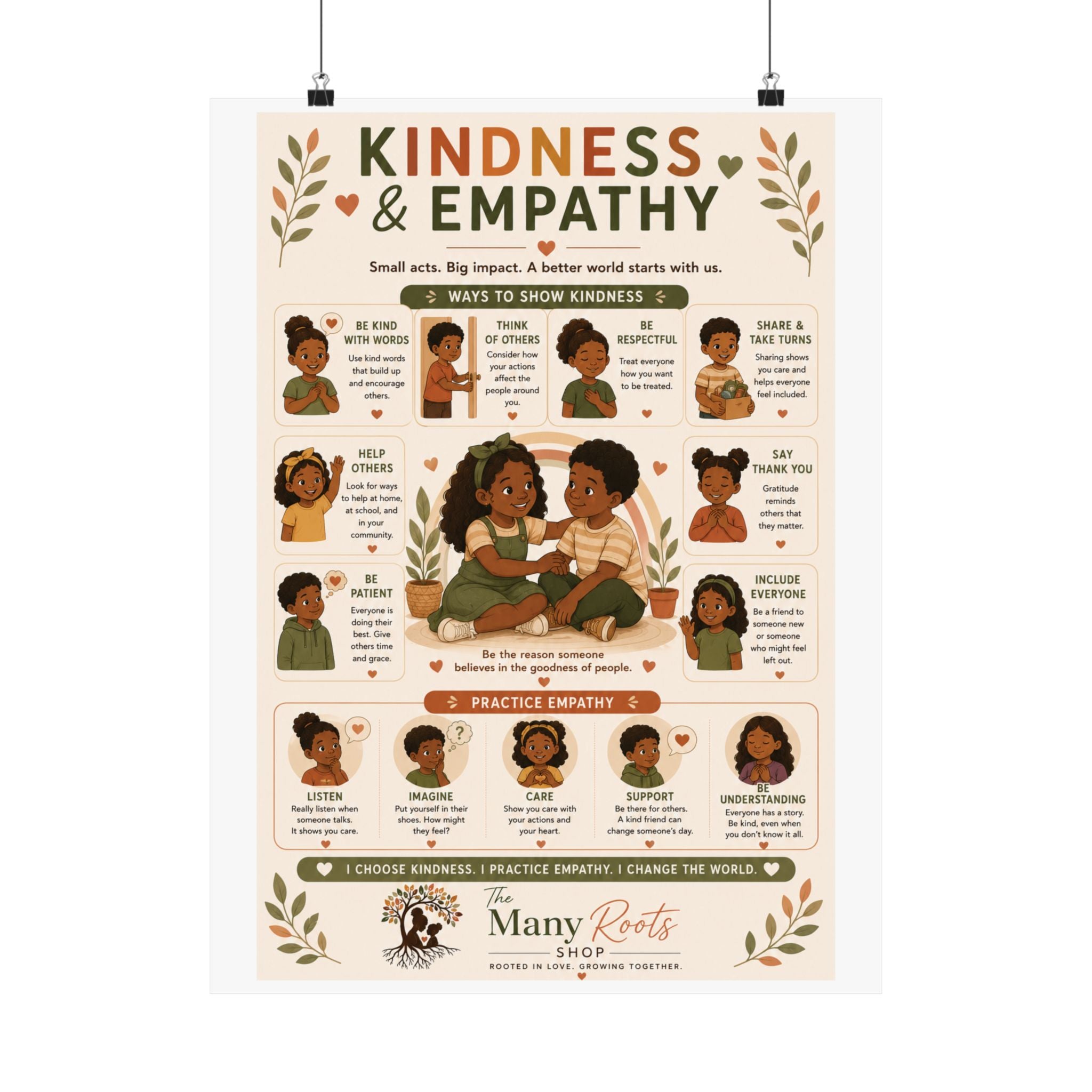 Kindness & Empathy Educational Poster | Social Emotional Learning Wall Art