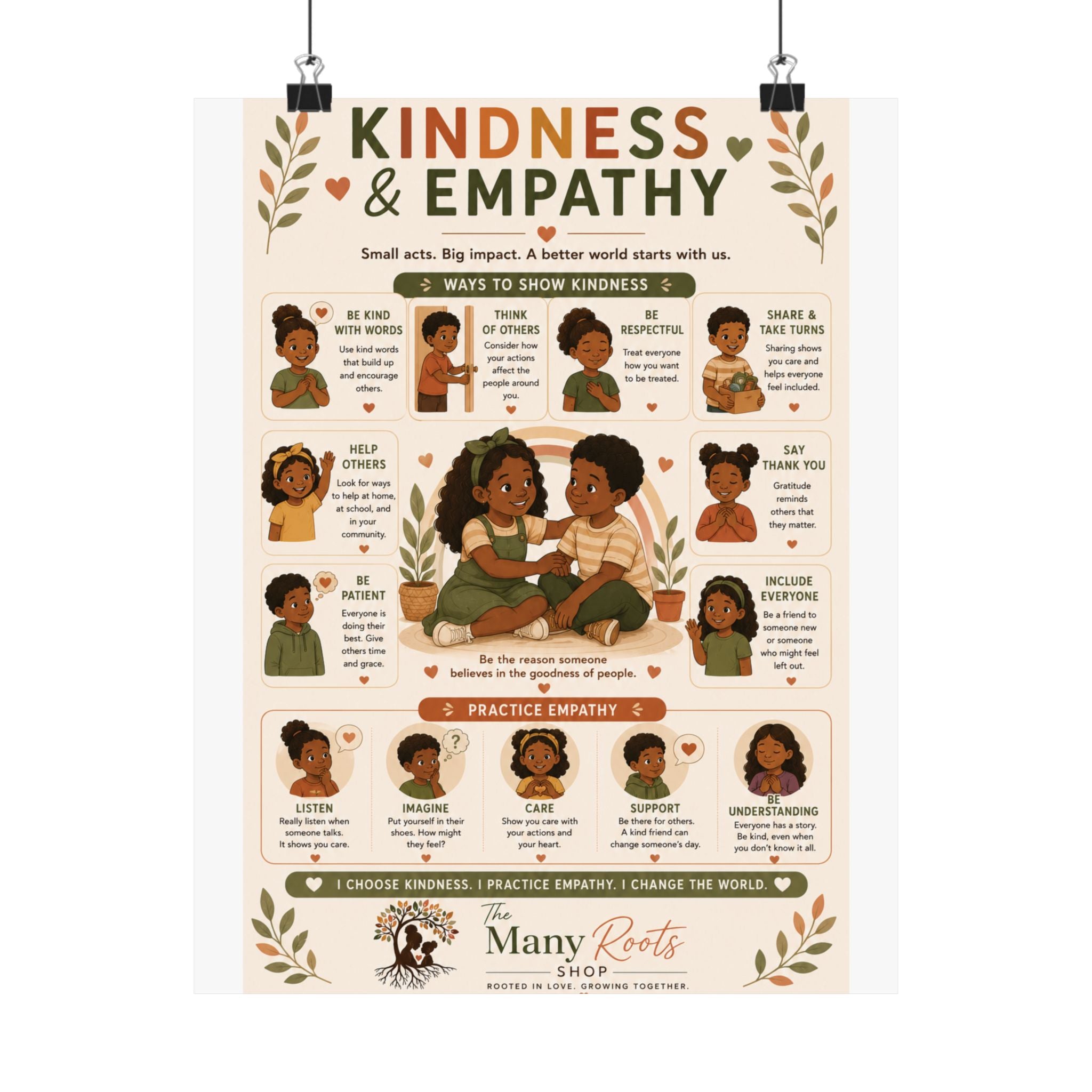 Kindness & Empathy Educational Poster | Social Emotional Learning Wall Art