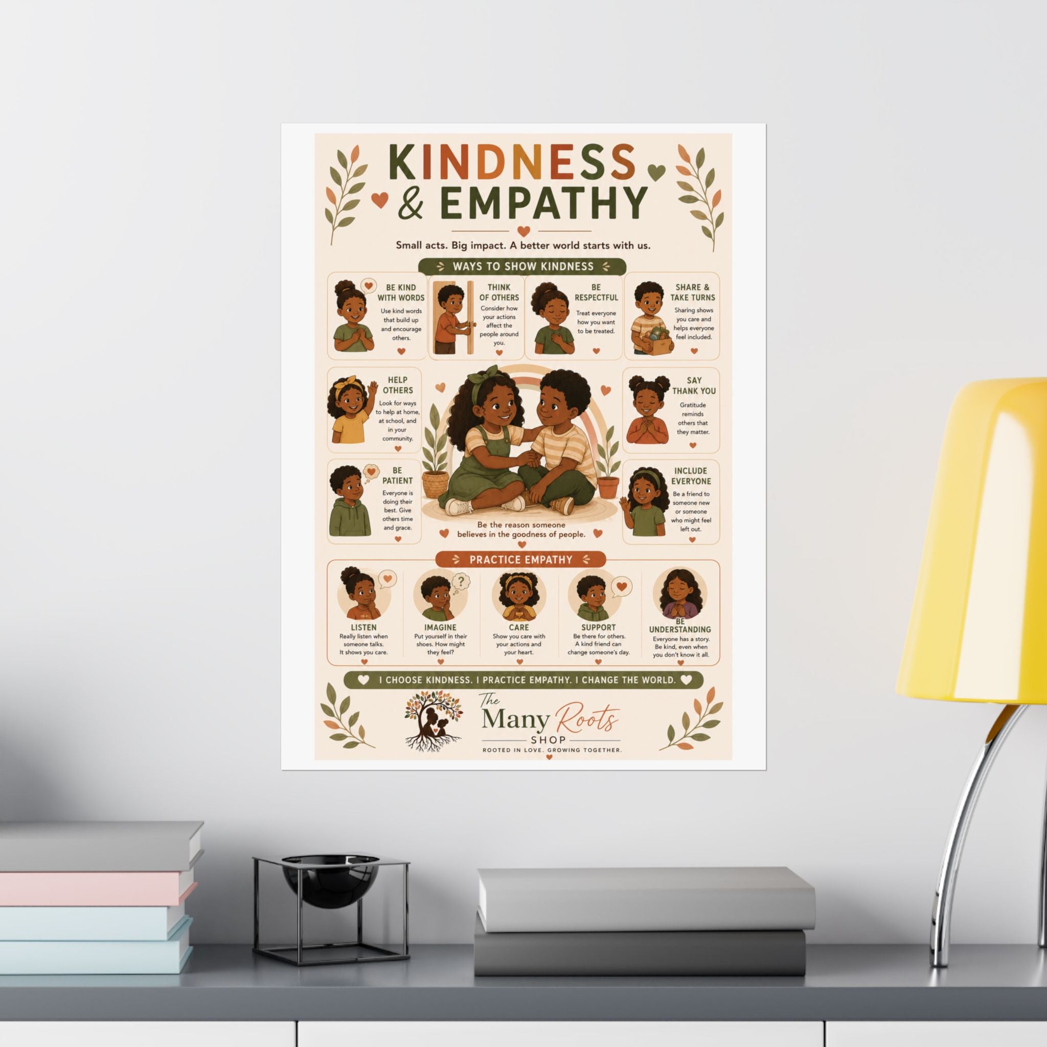 Kindness & Empathy Educational Poster | Social Emotional Learning Wall Art